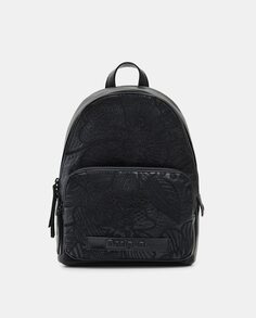 Маленький черный рюкзак с цветочной вышивкой Desigual, черный
