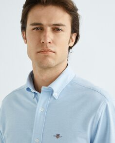 Однотонная мужская рубашка из пике Gant, синий