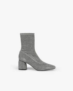 Серебряные женские ботинки на блочном каблуке Scalpers, серебро