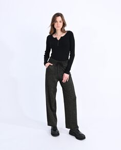 Женские прямые брюки в спортивном стиле из блестящей ткани Molly Bracken, черный