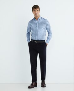 Мужская повседневная полосатая рубашка с длинными рукавами Mirto, синий