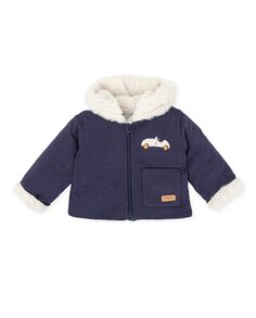 Полосатое пальто для мальчика антрацитового цвета с капюшоном Tutto Piccolo, темно-синий