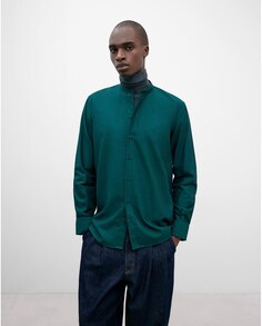 Мужская рубашка с воротником-стойкой из 100% хлопка Adolfo Dominguez, зеленый
