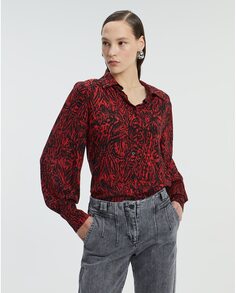 Женская рубашка с длинным рукавом с принтом Andam, красный