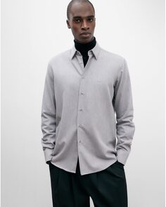 Мужская рубашка из 100% хлопка с длинным рукавом Adolfo Dominguez, светло-серый
