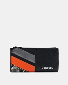 Большой черный кошелек с разноцветным принтом Desigual, черный