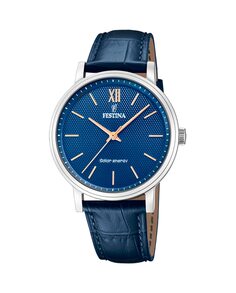 F20660/4 Solar Energy синие кожаные мужские часы Festina, синий