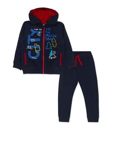Комплект для мальчика из синего плюшевого свитшота и спортивных штанов Tuc tuc, темно-синий