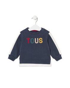 Хлопковая толстовка с разноцветным логотипом спереди Tous, темно-синий