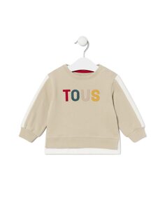 Хлопковая толстовка с разноцветным логотипом спереди Tous, бежевый