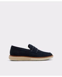 Мокасины мужские синие кожаные Aldo, темно-синий