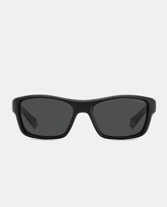 Черные мужские солнцезащитные очки прямоугольной формы с поляризационными линзами Polaroid, черный