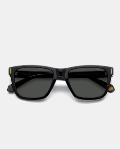 Черные прямоугольные солнцезащитные очки унисекс с поляризованными линзами Polaroid, черный