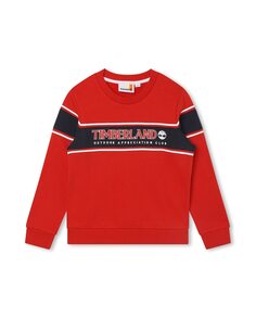 Толстовка для мальчика с круглым вырезом и логотипом спереди Timberland, красный