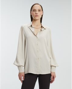 Атласная женская рубашка с длинным рукавом Andam, бежевый