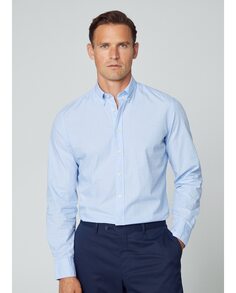 Узкая мужская рубашка с принтом в голубую клетку Hackett, светло-синий