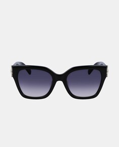 Черные женские солнцезащитные очки в квадратной оправе с фирменными деталями Longchamp, черный