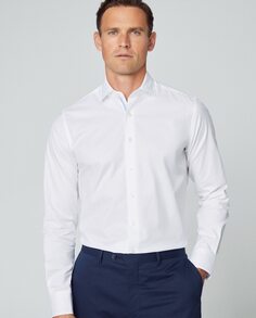 Однотонная узкая мужская рубашка белого цвета Hackett, белый