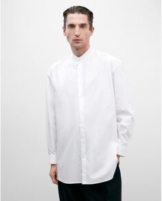 Обычная мужская рубашка из 100% хлопка с однотонным принтом белого цвета Adolfo Dominguez, белый