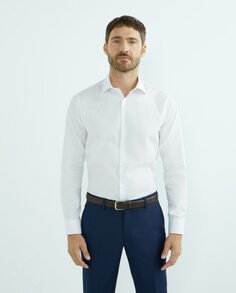 Мужская классическая рубашка приталенного кроя с микроструктурой Roberto Verino, белый