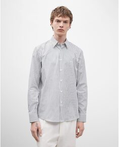 Мужская рубашка из 100% хлопка с полосатым принтом Adolfo Dominguez, белый