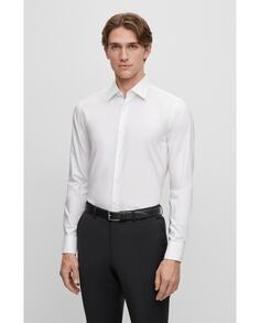 Мужская рубашка из хлопкового поплина приталенного кроя, которую легко гладить Boss, белый