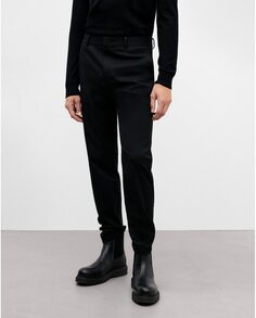 Мужские классические брюки узкого кроя черного цвета Adolfo Dominguez, черный