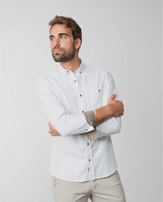 Мужская однотонная рубашка приталенного кроя белого цвета Etiem, белый