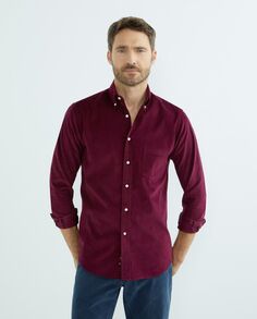 Мужская повседневная рубашка из микровельвета с длинными рукавами Mirto, бордо