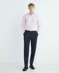 Мужская классическая рубашка классическая однотонная с длинным рукавом Mirto, розовый