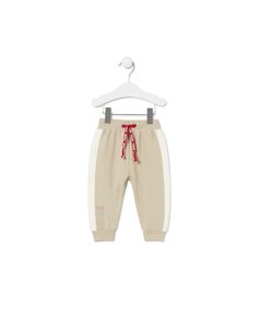 Детские спортивные штаны из хлопка с полосками по бокам Tous, бежевый