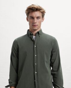 Однотонная зеленая мужская рубашка Ecoalf, зеленый