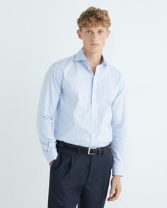 Мужская классическая рубашка в полоску с длинными рукавами Mirto, светло-синий