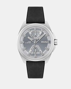 Многофункциональные черные кожаные мужские часы Expose 1530240 Hugo, черный