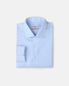 Однотонная мужская рубашка fil a fil обычного синего цвета больших размеров Mirto, светло-синий
