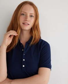 Женская рубашка-поло с коротким рукавом Lauren Ralph Lauren, темно-синий