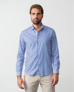 Мужская приталенная синяя рубашка в полоску Kodack Etiem, светло-синий
