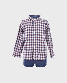Комплект для мальчика из синей рубашки и штанишек La Ormiga, красный