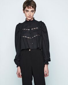 Женская блуза-рубашка из ткани плюмети &amp; Me Unlimited, черный