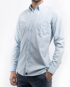 Однотонная узкая мужская рубашка голубого цвета Wickett Jones, светло-синий