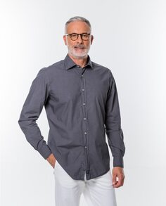 Тонкая мужская однотонная серая рубашка Wickett Jones, серый