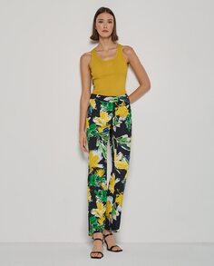 Женские прямые брюки из эластичного крепа с цветочным принтом Roberto Verino, мультиколор