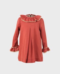 Платье для девочки красного цвета с длинными рукавами La Ormiga, красный