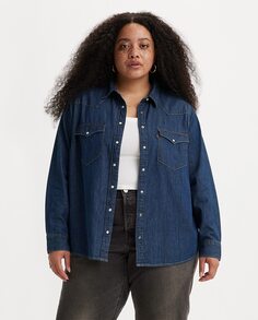 Женская джинсовая рубашка больших размеров с длинным рукавом Levi&apos;s, темно-синий Levis