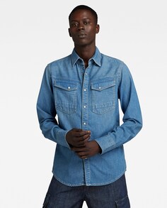 Мужская узкая джинсовая рубашка Slim Fit G-Star Raw, синий