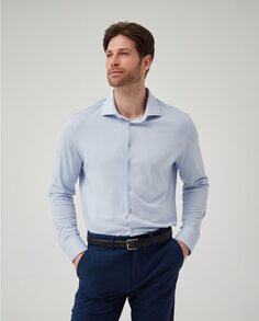 Однотонная мужская рубашка классического кроя светло-голубого цвета Sepiia, светло-синий