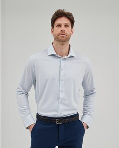 Мужская полосатая рубашка классического кроя синего цвета Sepiia, синий