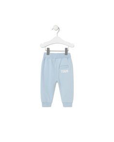 Однотонные детские спортивные штаны из хлопка Tous, светло-синий