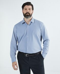Мужская рубашка из технической ткани с длинными рукавами больших размеров Boss, темно-синий