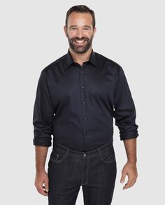 Классическая гладкая мужская рубашка черного цвета больших размеров Mirto, черный